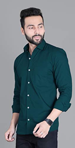 Image of Fifth Anfold Men's Pure Cotton Solid Color Mandarin Collar Full Sleeve Casual Wear Shirt, Office Wear for Men