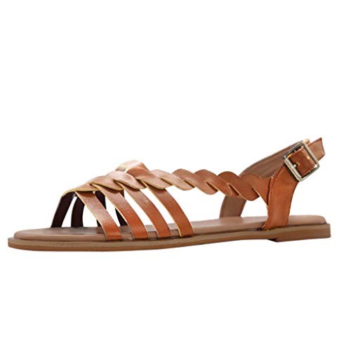 AIni Sandalias para Mujer con Plataforma De Cuero Sandalias Retro Romanas Sandalias...