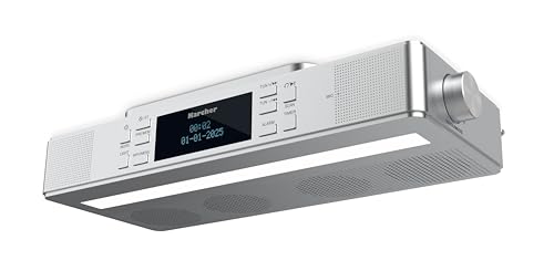Karcher RA 2038D-S - Küchenradio mit UKW/DAB+ Radio, Unterbauradio mit Bluetooth & Leuchte, Digitalradio mit Dual-Alarm Wecker & Countdown-Timer, Silber