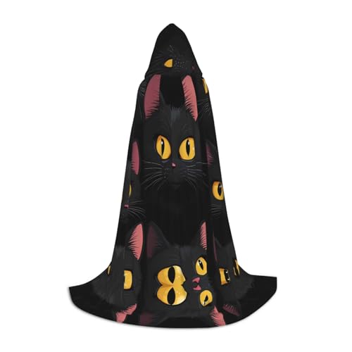 WZYCWB Capa con capucha de cabeza de gato negro con estampado de dibujos animados M | Disfraz de cosplay, accesorio de fiesta de anime de Halloween