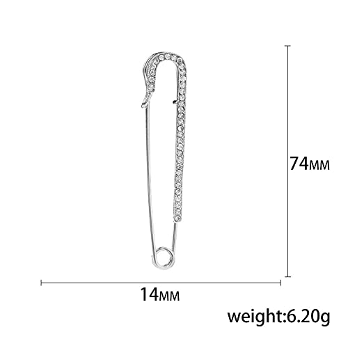 Image of Delicate Big Safety Pin Rhinestones Brooches Pins Minimalist Brooch Classic for Women Men Ladies Girls for Party Dance Banquet Dainty Elegant Lapel Pins Dress Suit Shirt Bag Hat Shawl Sweater Ceremony Clothes Accessories Daily Jewelry Mother's Day Valentine's Day Decor Christmas Birthday Gifts Her Mom Wife