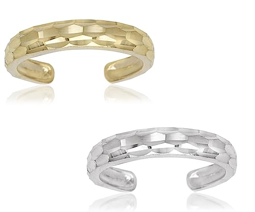Jewelryweb NHCK57-W Solid 10K Gold Adjustable Sparkle-Cut Band Toe Ring For Women Gold thumb #1