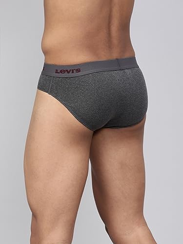 Levi's 002 Men's Pure Cotton Solid Brief - Low Rise, Outer Elastic Waistband (Pack of 2)