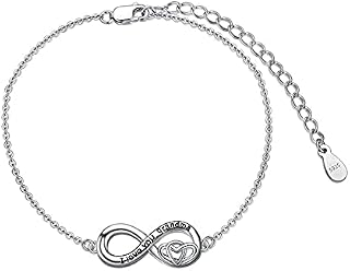 SOULMEET Sterling Silver Bracelets for Sisters/Grandma/Mom,Butterfly Clover/Moon Star Layered Anklet Bracelet for Women Girls Birthday Mother's Day