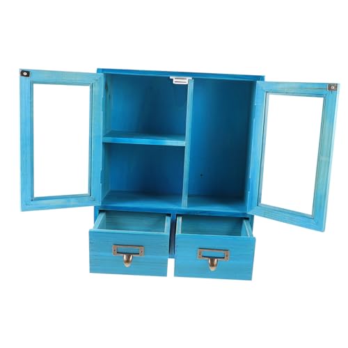 UKCOCO Armario de Almacenamiento de Madera Vintage con Puertas para Pared Organizador Decorativo para Dormitorios y Cocinas Mueble Funcional de Madera para Joyas y Artesanías