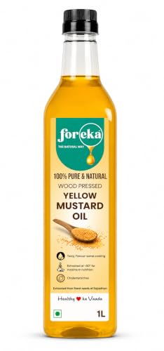 Image of Foreka Cold Pressed Mustard Oil - Unrefined Oil For Cooking - Chemical-free and 100% Natural (1 Litre (Pack of 1), Yellow Mustard)