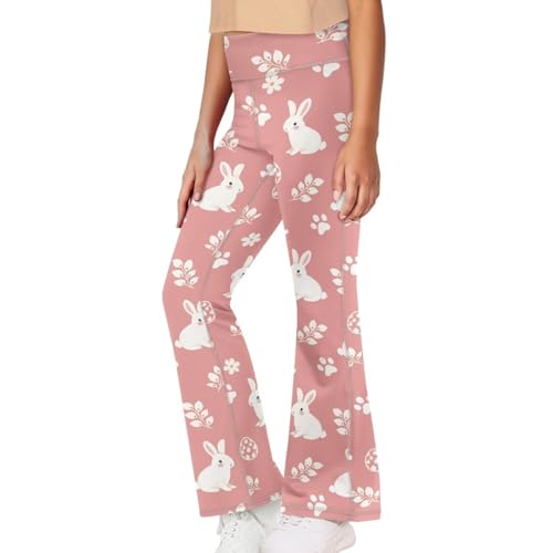Image of Girls Leggings Floral Print High-Waisted Flared Pants 5-14 Years
