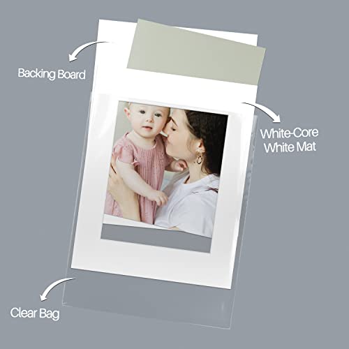 Golden State Art, Pack Of 25, 11X14 White Picture Mat Set - Fit 8X10 Photos/Prints - Acid Free Bevel Pre-Cut White Core Mattes - With 25 Backing Board & Clear Bags #TOP6
