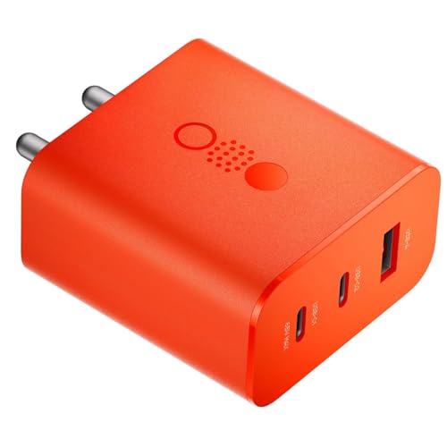 Image of Original 65W Trio Adapter Compatible with Nothing Phone 1 CMF by Nothing 65 W GaN 3 A Multiport Mobile Charger for CMF Phone 1(Orange) New 2024
