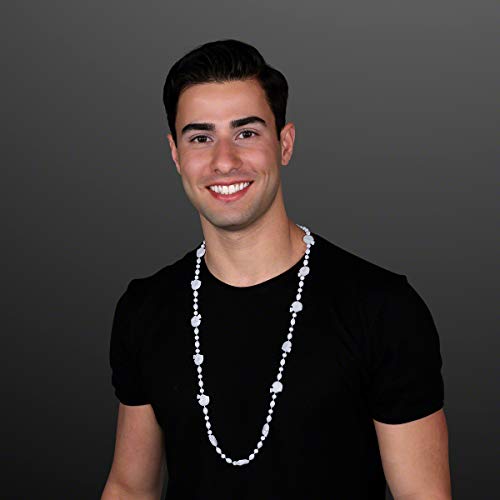 FlashingBlinkyLights Set of 12 White Football Helmet Bead Necklaces in Team Colors (NON-LIGHT UP)