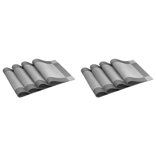 Gvvsjgdbis - Juego de mesa (8 manteles individuales, aislantes antideslizantes, tejidos, cruzados, 8 manteles individuales, color gris plateado)