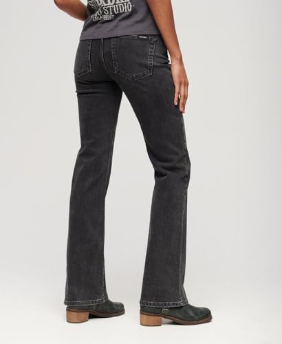 Superdry Para Mujer. W7010797A Jeans Ajustados Acampanados Talle Medio Negro (30/30), Casual, Denim, AlgodóN OrgáNico, Sostenible - 2