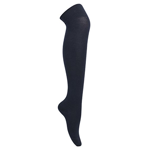 Image of Bonjour Cotton Formal Knee Length Stockings For School Girls In Single For 11-13 Years - Navy