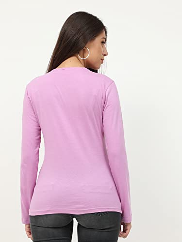 Image of FLEXIMAA Women's Cotton Plain Round Neck Full Sleeve T-Shirt