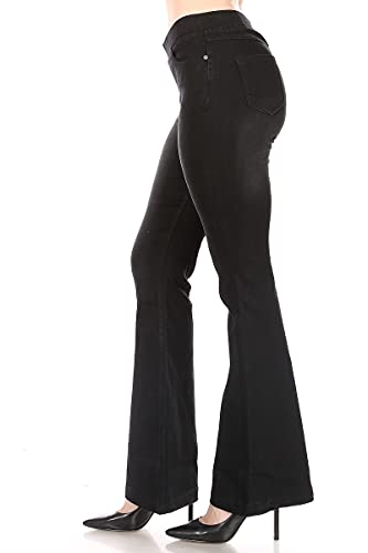 Flare Jeans for Women Ladies Elastic Pull-On Skinny Flared Bootcut Denim Jeggings