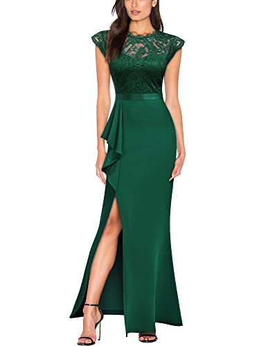 Image of MISSMAY Women's Retro Floral Lace Sleeveless Formal Wedding Long Dress