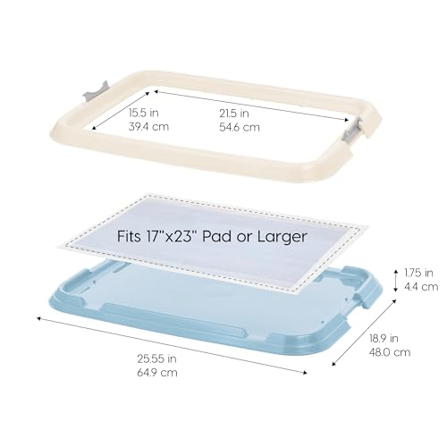 IRIS USA Pee Pad Holder for Small Sized Dog and Puppy Pee Pads, Secured Latches, Non-Skid Feet, High Polish Finish for Easy Cleaning, Leak Protection, Fits 43x58 cm Pad, Blue - Image 4
