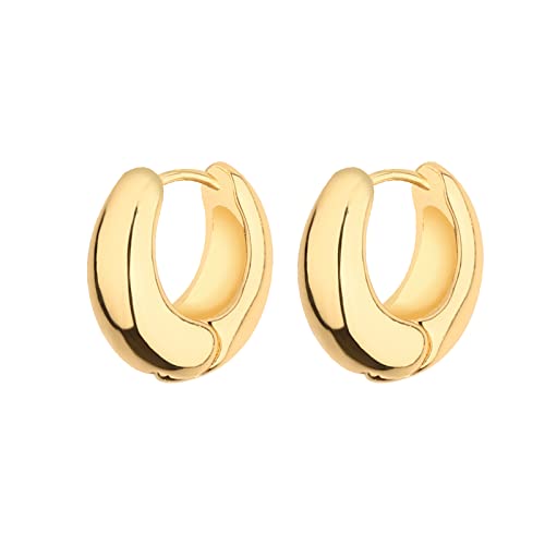 image for Wgoud Chunky Huggie Earring 14K Gold Hoop Earrings for Men Women Hypoa