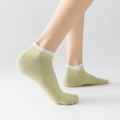 Yomutiur Cotton Ankle Socks for Women Low Cut Thin Sock Lightweight Solid Color 5 Pairs (Size for 5-10)2
