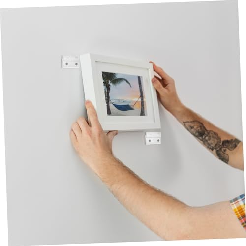 Image of Generic 4pcs Aluminum Picture Hangers Hooks Heavy-Duty Frame Hangers for Easy Wall Mounting Non- Design for Photos and Art for Projects