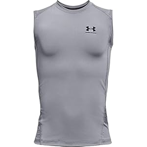 Under Armour Boys Heatgear Armour Sleeveless T-shirt , Steel (035)/Black , Large