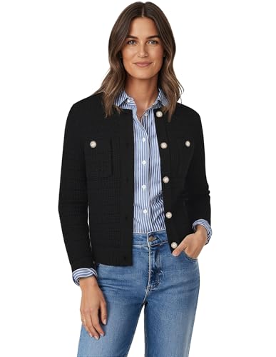 Image of GRACE KARIN Womens Open Front Button Down Long Sleeve Texture Knit Cardigan Sweaters with Pockets