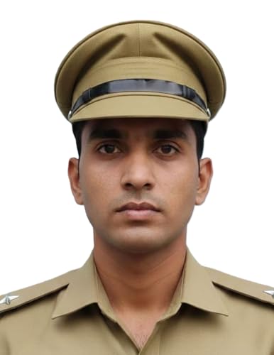 Image of BookMyCostume Police Inspector Commissioner Khakhi Cap for Boys and Men Adults Brown
