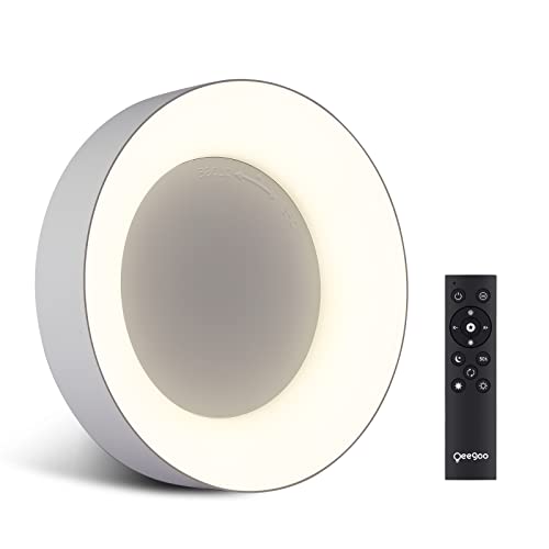 Oeegoo LED Flush Mount Ceiling Light with Remote Control, 24W 2700K-6500K Dimmable Ceiling Light Fixture, Modern Led Ceiling Lights with Night Light for Bedroom Kitchen Living Room, 11 Inch White