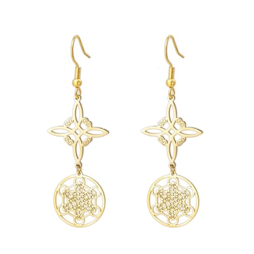 Boucles d'oreilles nœud de sorcière amulette géométrique en acier