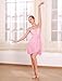 Lyrical Dance Dress for Women V Neck Sparkly Flower Sequin Contemporary Dance Outfits Criss Cross Open Back Flowy Chiffon Mini Skirt Ballerina Salsa Ballroom Ballet Dance Dress Pink L