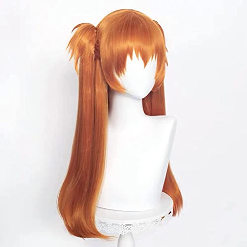 Image of Wiggy Mermaid Ginger Orange Wig with Pigtails Cosplay Wig + Hairpin Anime Pigtails Womens Long Straight 2 Ponytails Halloween Hair Wigs + Cap