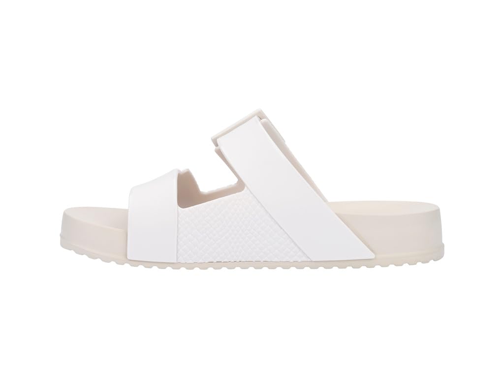 Melissa Cozy Connection Slide - Women's Fashion Sandals with Snakeskin Textural Pattern, Adjustable Buckle - Lightweight EVA Lug Sole - Stylish and