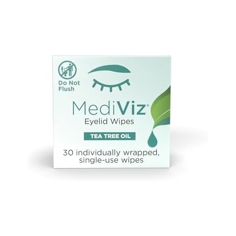 MediViz Tea Tree Eyelid Cleanser Wipes – 30 Single-Use Towelettes – Eyelash & Eyelid Wipes for Soothing Dry Eye Irritation, Demodex Removal & More​ Cover