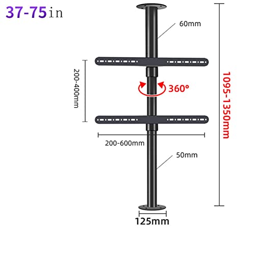 Adjustable TV Mount Bracket - LCD TV 360 Degree Rotating Frame Floor Stand Partition Wall Rotating Rack Rotating TV Cabinet Rotating Base, Fits 32-75inch LED Screen Display (Size : 110-135cm)
