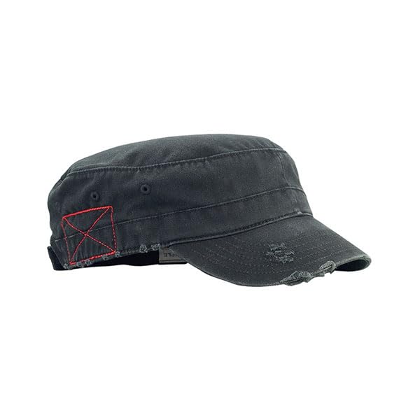 Mega Cap Cotton Distressed Washed Cadet Cap (US Alpha One Size Black)