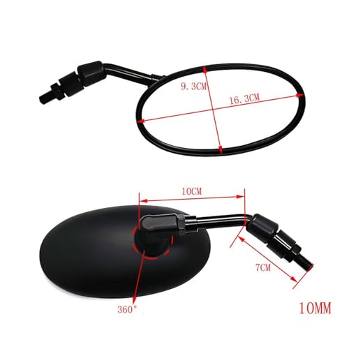Espejo retrovisor lateral universal de moto cromado antivibración para manillar estándar 3