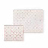 MACKENZIE-CHILDS Set of 2 Tempered Glass Cutting Boards, Countertop Cutting Boards, Pink-and-White Rosy Check