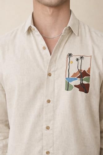 Image of MiraMichi Men's Pure Linen Shirt with Long Sleeve Collared Neck Standard Length and Button Down Closure Type |Shirt's for Men Stylish | Branded Shirt's | Formal Style