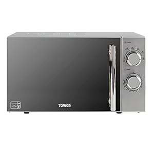 Tower T24015S 800W 20L Microwave with 5 Power Levels and a 30 Minute Timer, Silver