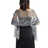 Marque: chuangminghangqi Femme Châles Etoles Echarpe Foulards en Dentelle Creuse Été Étole de Protection fes Épaules pour Mariages Mariée Bridemaids Cocktail Cérémonies Tenue de Soirée Fête Plage (Transparent Gris)