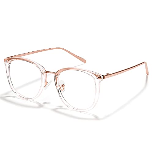 Cyxus Fashion Fake Glasses for Women, Blue Light Glasses for Woman Round Blue Light Blocking Eyewear Anti Eye Strain Glasses