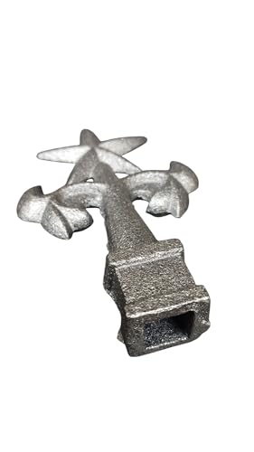 Image of Cast Iron Fence Finials, Multiple Decorative Styles & Sizes, 1 /2 inch to 1 inch Inch Square and Round Spears, Fleur de Lis Design (1 /2 inch Star SQ, 5)