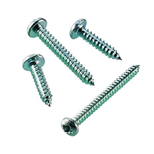 Merriway BH02634 (35 Pcs) Hardened Cross Head Pozi Pan Head Self Tapping Screw, 6 x 1 inch Bright Zinc Plated - Pack of 35 Pieces