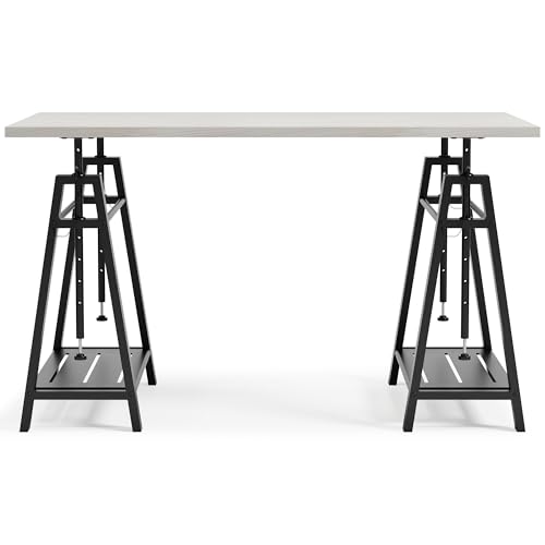 Signature Design by Ashley Bayflynn Mixed Media Adjustable Height Desk, White & Black