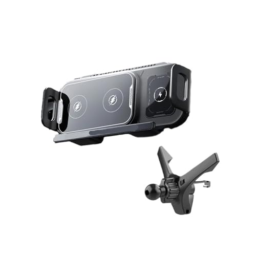車載ワイヤレス充電器 360°回転式電話マウント iPhone 12-16、Samsung Galaxy Fold 3-6/Z Flip/S24-S25、Huawei/VIVO 折りたたみ式電話に対応(Black)