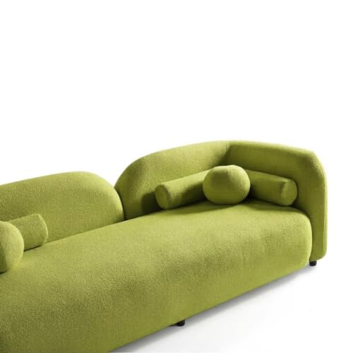 Image of CRAFTCITY Curved 3 Seater Cloud Sofa Upholstered 3 Seater Sofa for Living Room Bedroom Home Office Meeting Room Velvet Fabric Sofa (Lime Green)