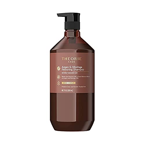 Theorie: Sage - Argan & Moringa - Restoring Shampoo - Revive & Nurture - For Severely Damaged Hair - Protects Color & Keratin Treated Hair, 800mL