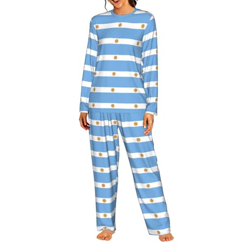 Pyjama femme manches longues imprimé drapeau argentin élastique