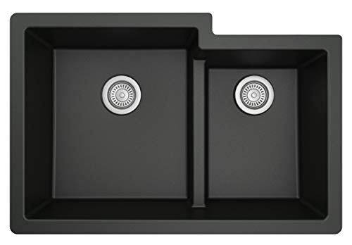Karran Qu-811 32" Undermount Large/Small Bowl Quartz Kitchen Sink In Black #TOP1