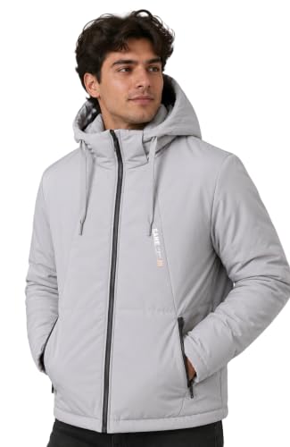 Image of SANE Men's Hooded Puffer Jacket, Quilted Winter Coat, Warm and Lightweight, Detatchable Cap